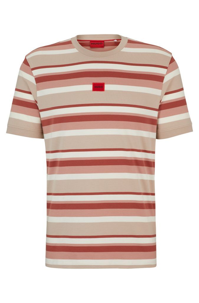 Striped T-shirt in cotton jersey with logo label