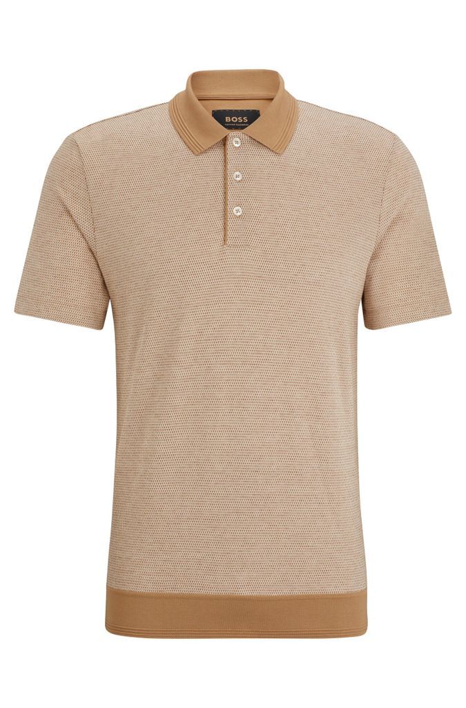 Bubble-structure polo shirt in cotton and cashmere