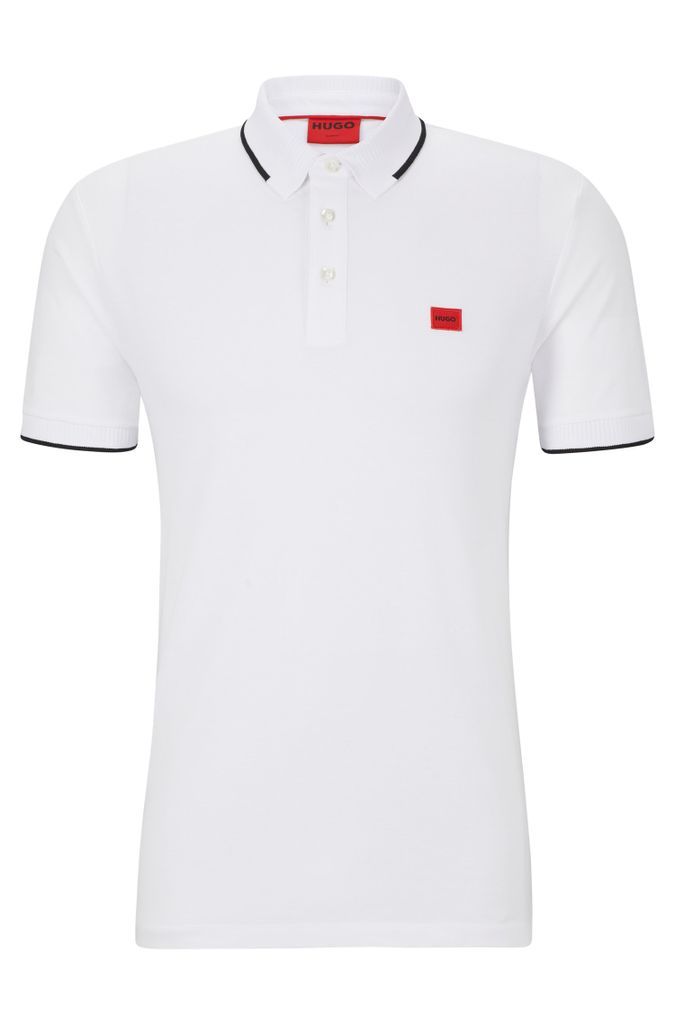 Cotton-piqué slim-fit polo shirt with red logo label