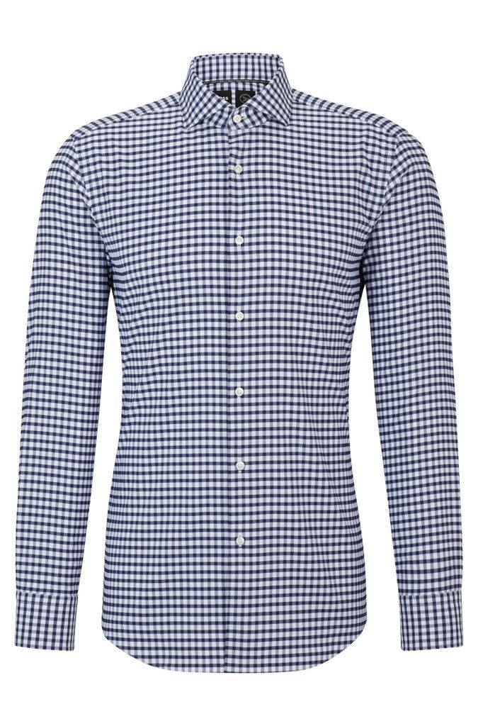Slim-fit shirt in checked performance-stretch fabric