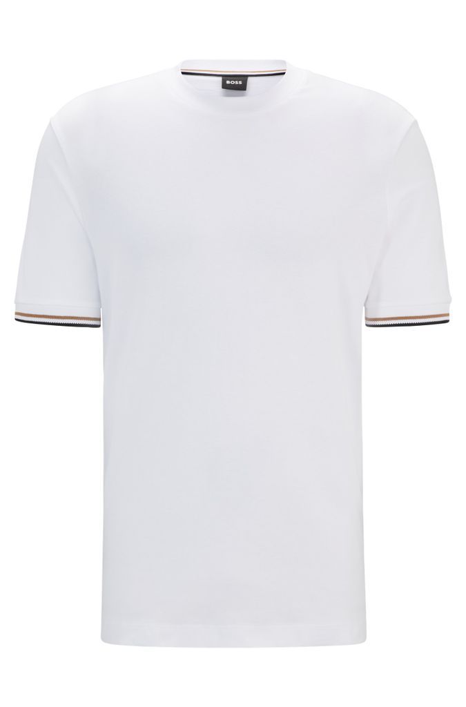 Cotton-jersey T-shirt with signature-stripe cuffs