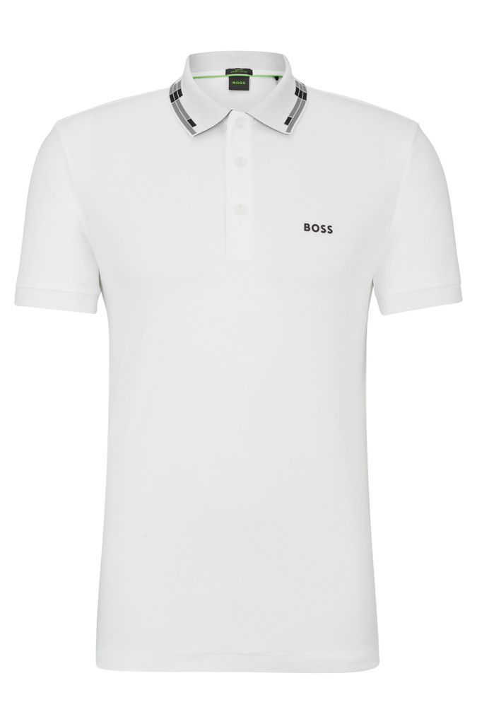 Interlock-cotton slim-fit polo shirt with collar graphics
