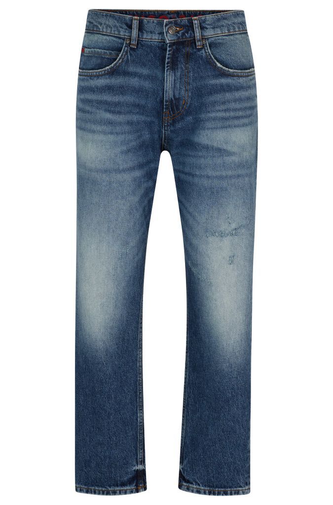 Loose-fit jeans in vintage-washed comfort-stretch denim
