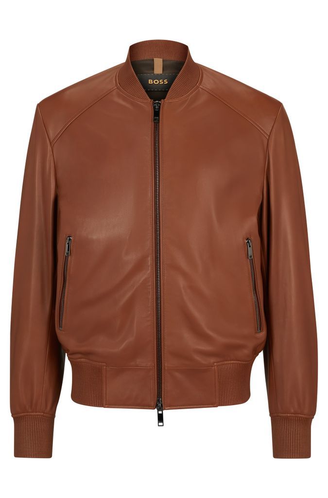 Regular-fit bomber jacket in sheepskin leather