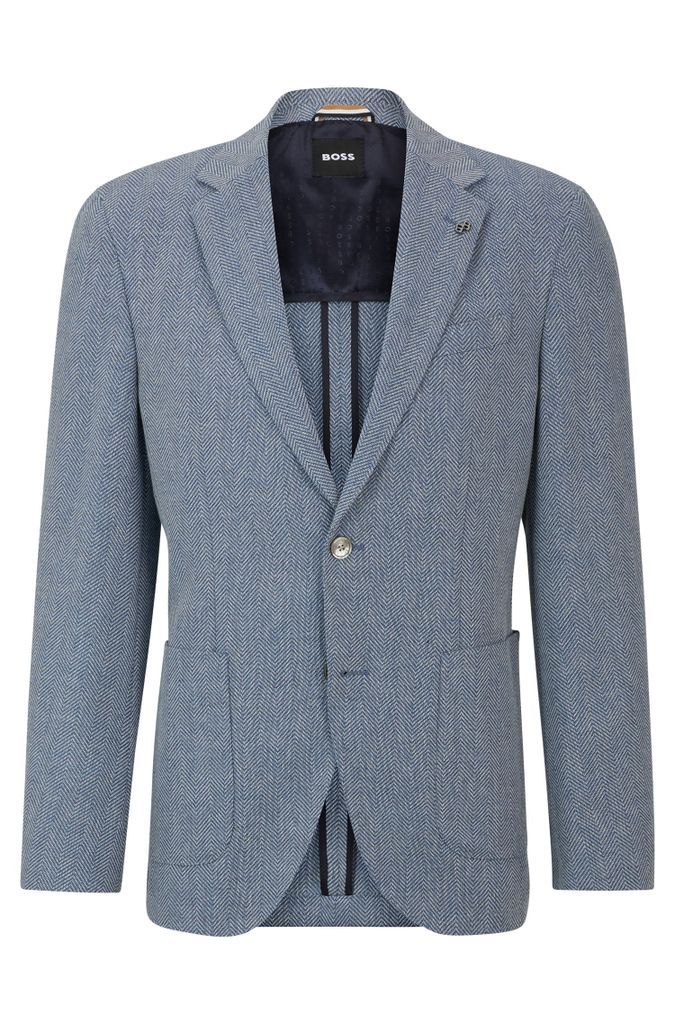 Regular-fit jacket in herringbone cotton and wool