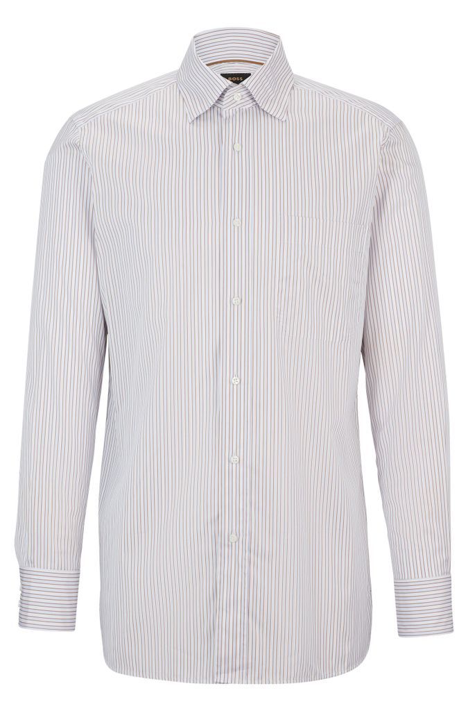Regular-fit shirt in striped cotton twill
