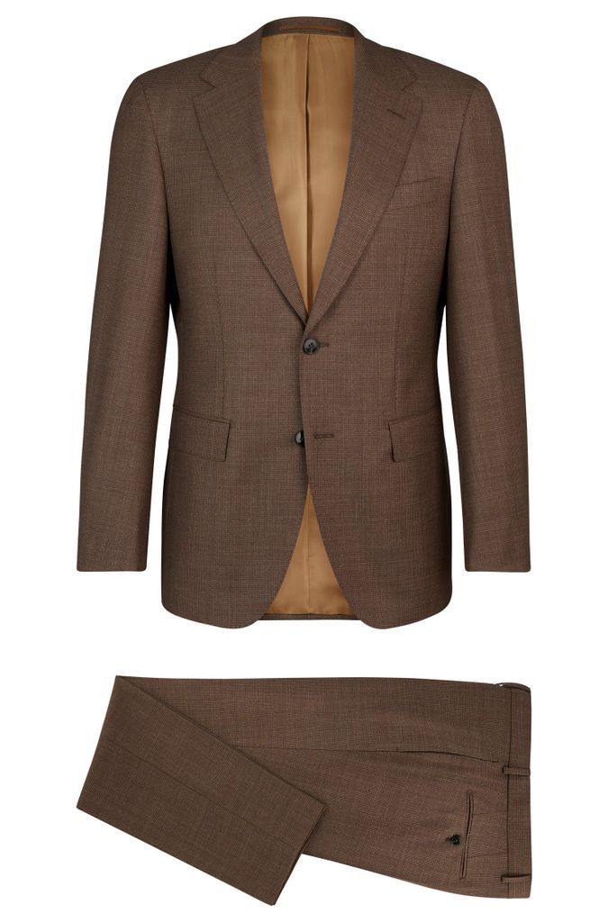 Regular-fit suit in micro-patterned virgin wool