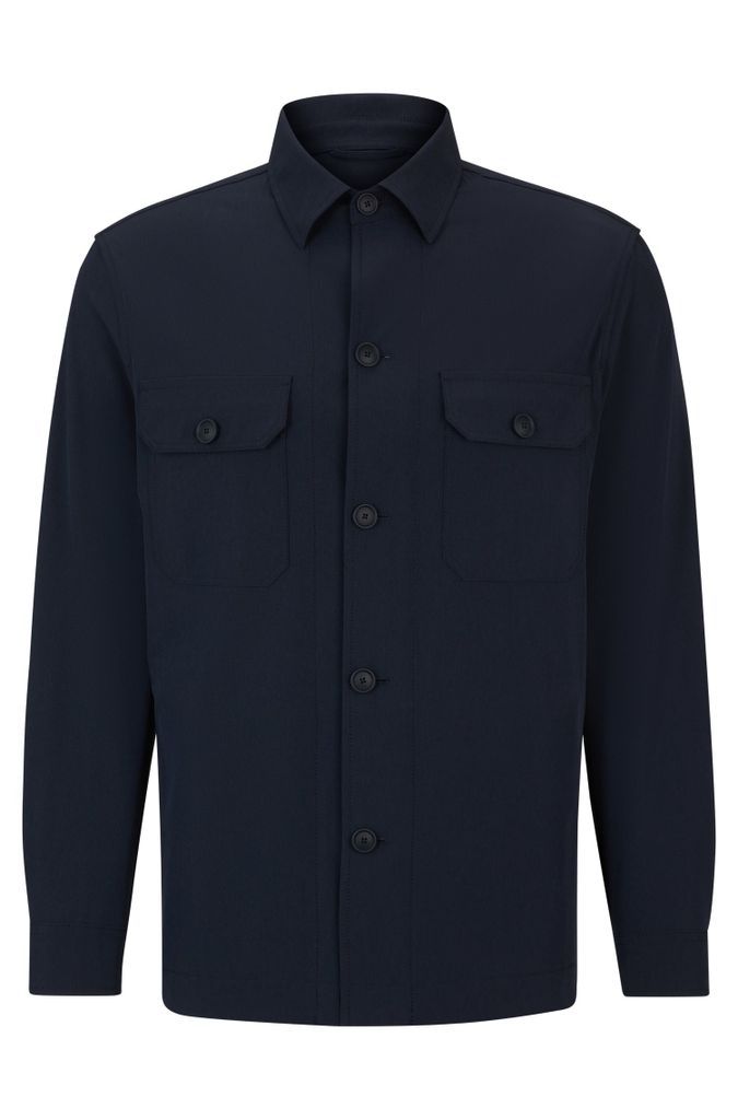 Relaxed-fit button-up overshirt in stretch material