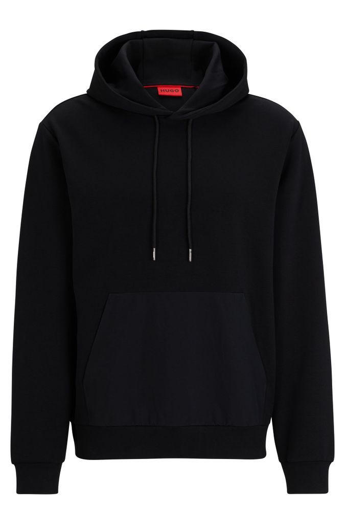 Relaxed-fit hoodie in stretch cotton with contrast pocket