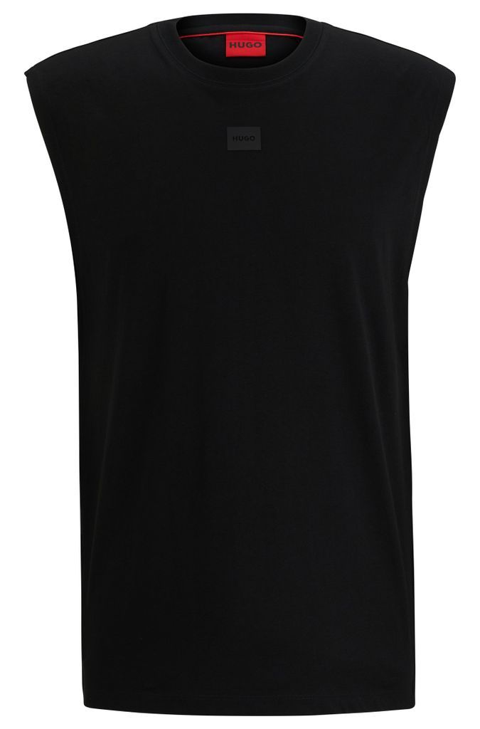 Sleeveless T-shirt in cotton jersey with logo detail