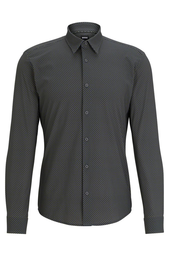 Slim-fit shirt in printed performance-stretch fabric