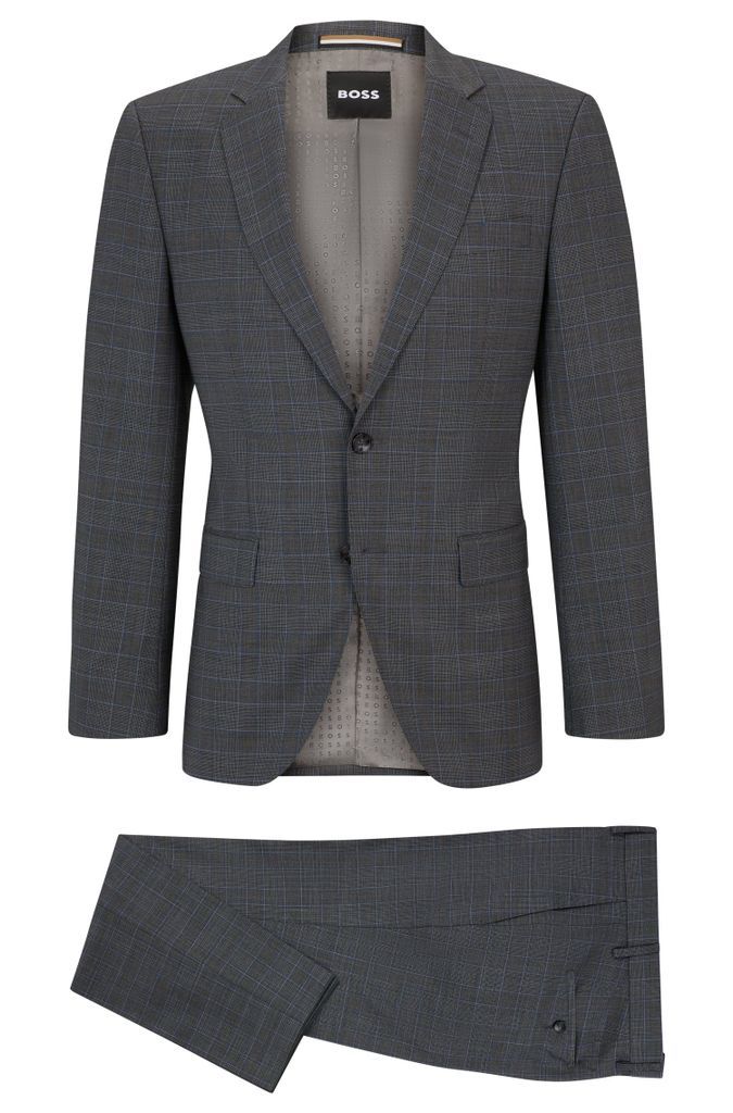 Slim-fit suit in checked stretch wool