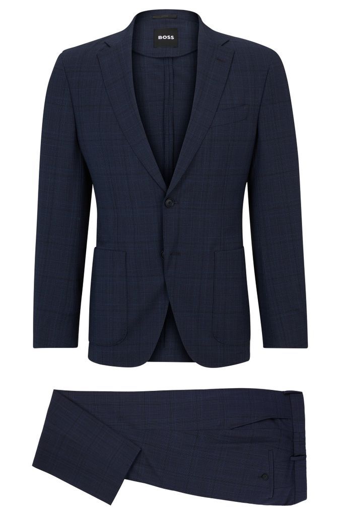 Slim-fit suit in checked virgin wool