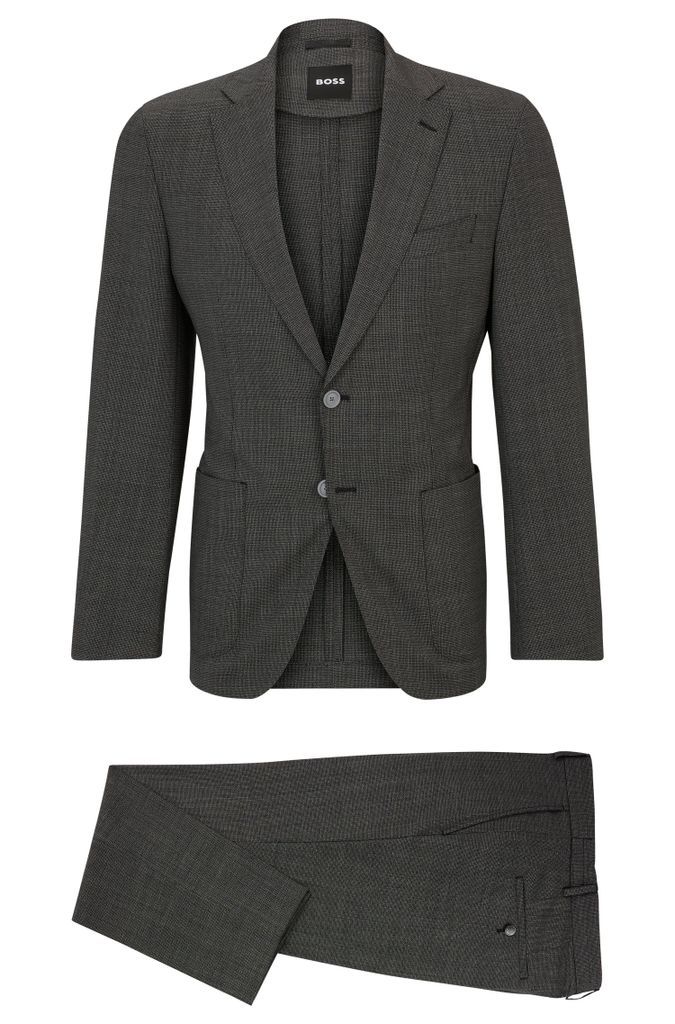 Slim-fit suit in micro-patterned virgin wool