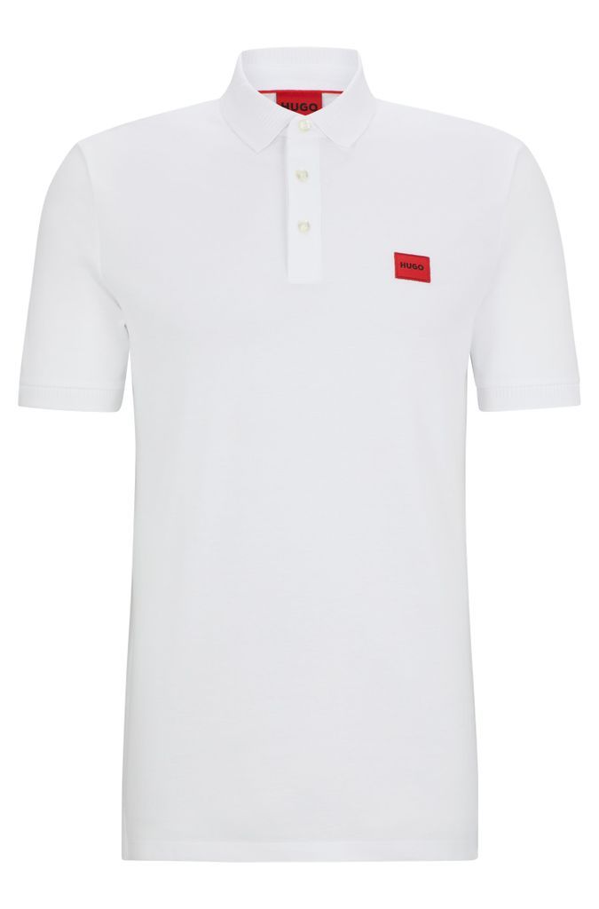 Cotton-piqué slim-fit polo shirt with logo label
