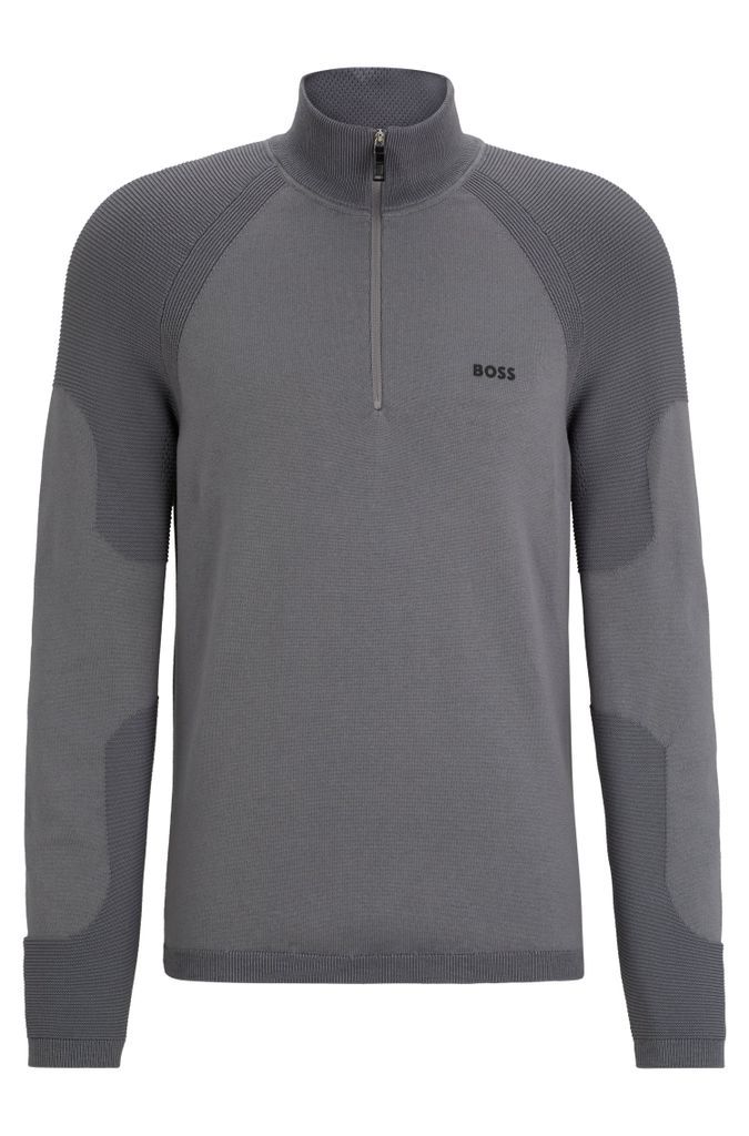 Cotton-blend zip-neck sweater with logo detail
