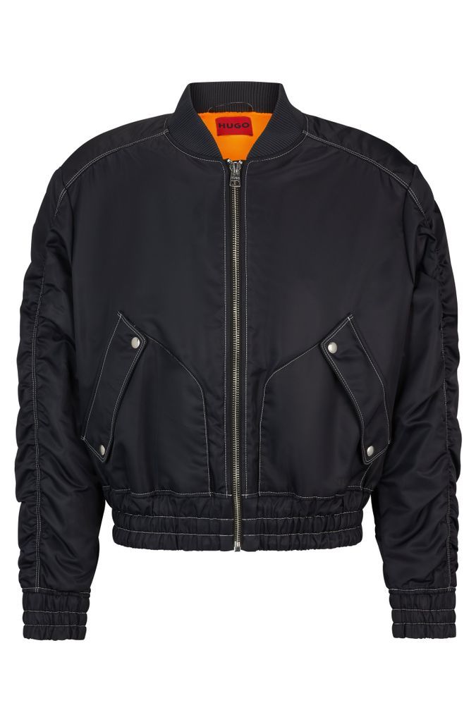 Water-repellent padded bomber jacket with logo print