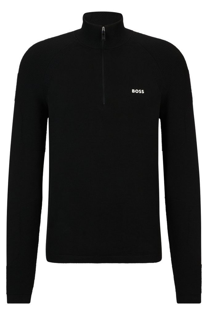 Cotton-blend zip-neck sweater with logo detail