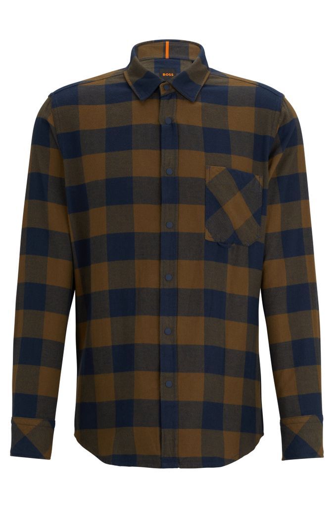 Regular-fit shirt in checked cotton flannel
