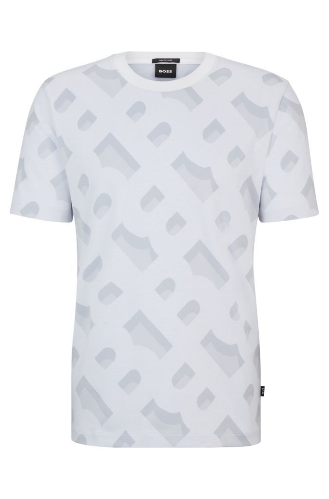 Monogram-jacquard T-shirt in mercerised stretch cotton