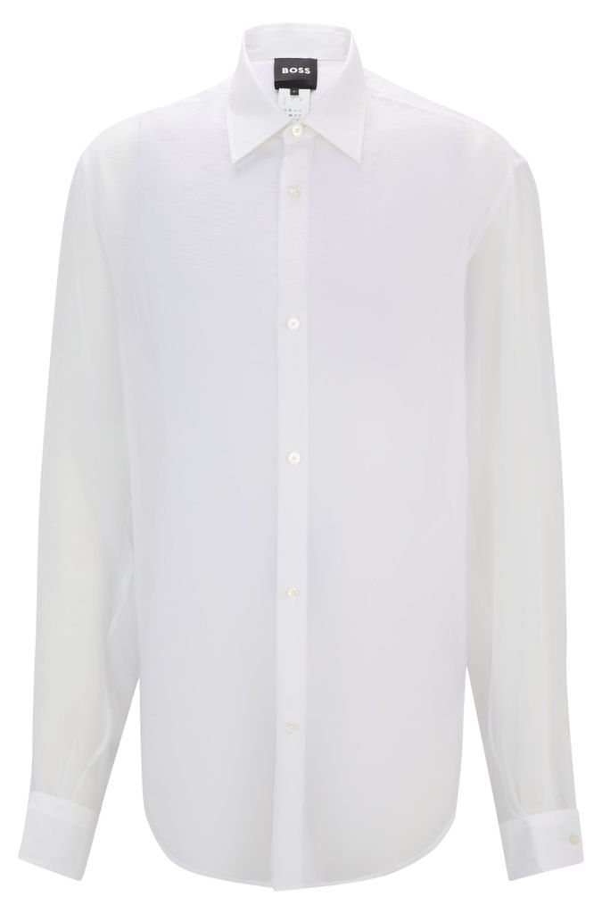 Regular-fit shirt in soft organza with Kent collar