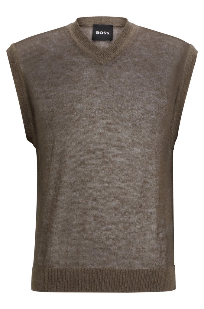 Regular-fit sleeveless sweater in a translucent knit