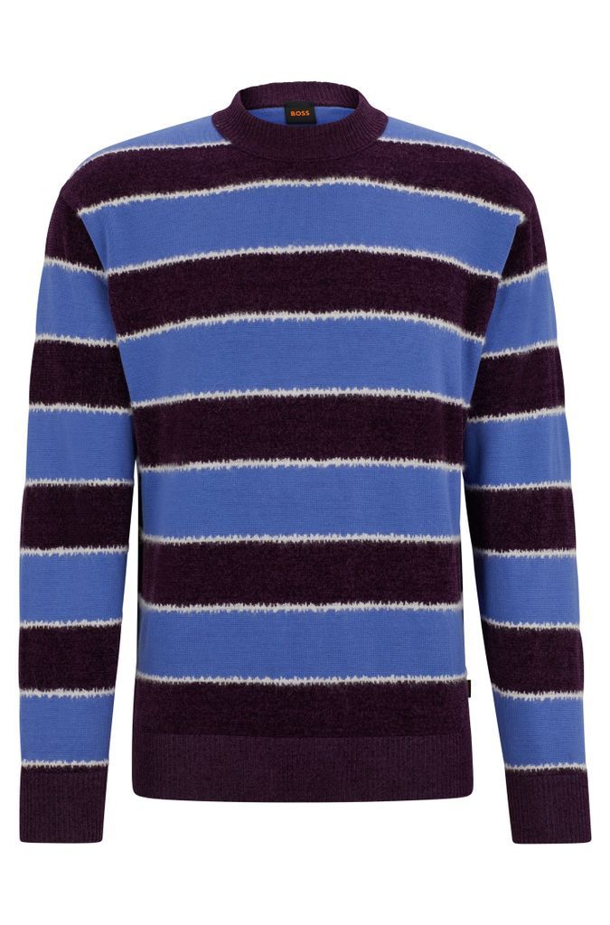Cotton-blend relaxed-fit sweater with knitted stripes