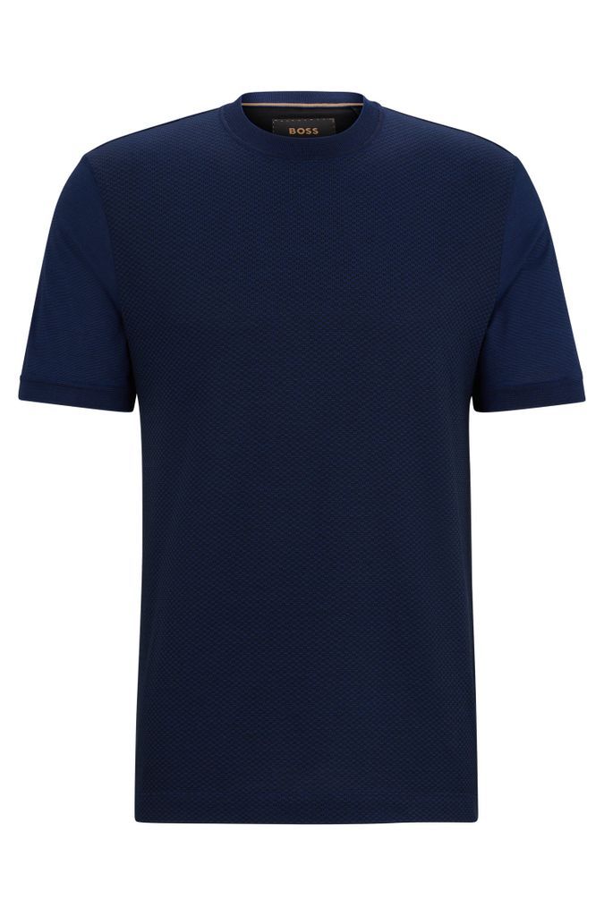 Cotton-silk regular-fit T-shirt with mixed structures