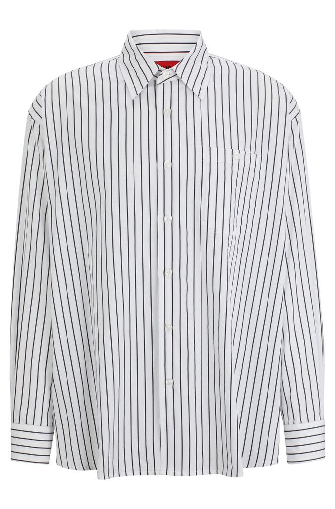 Oversized-fit shirt in striped cotton poplin