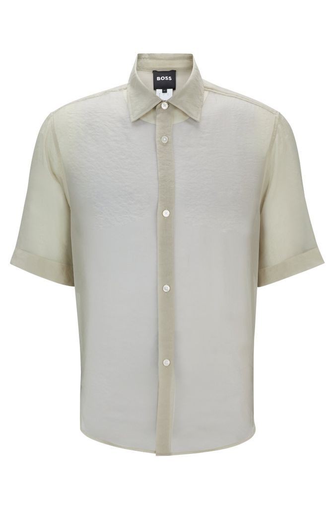 Regular-fit shirt in soft organza with Kent collar