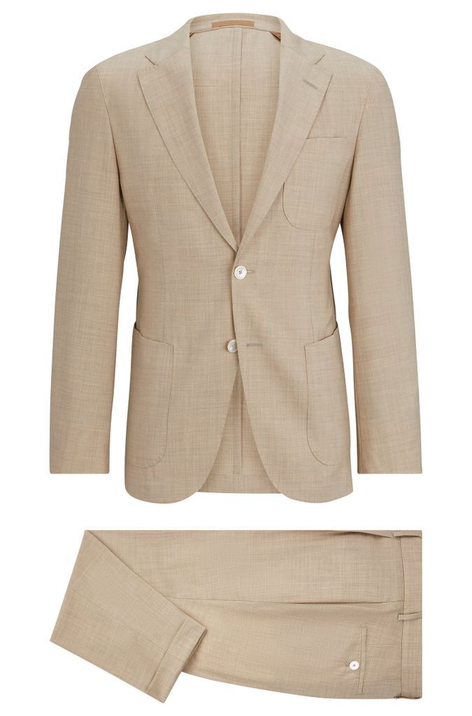 Slim-fit suit in melange virgin wool and silk