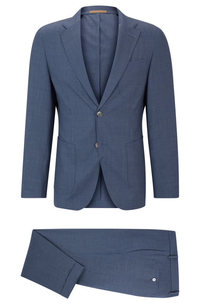 Slim-fit suit in patterned virgin wool and silk