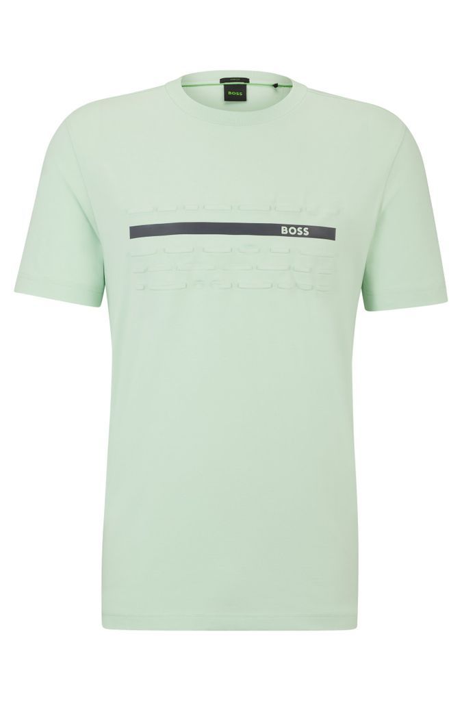 Stretch-cotton regular-fit T-shirt with embossed artwork