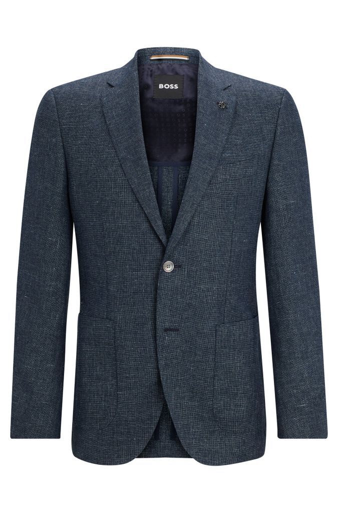 Regular-fit jacket in micro-patterned wool and linen