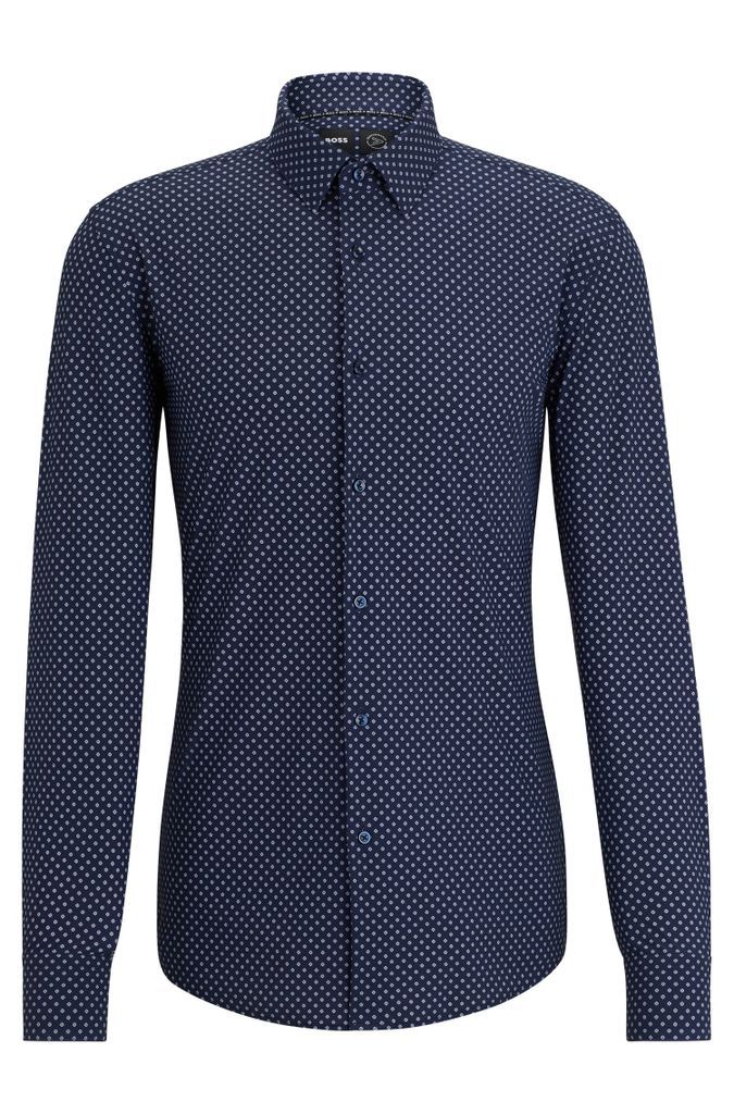 Slim-fit shirt in printed performance-stretch material