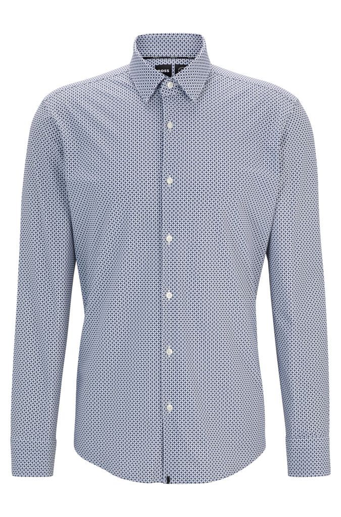 Regular-fit shirt in printed performance-stretch fabric