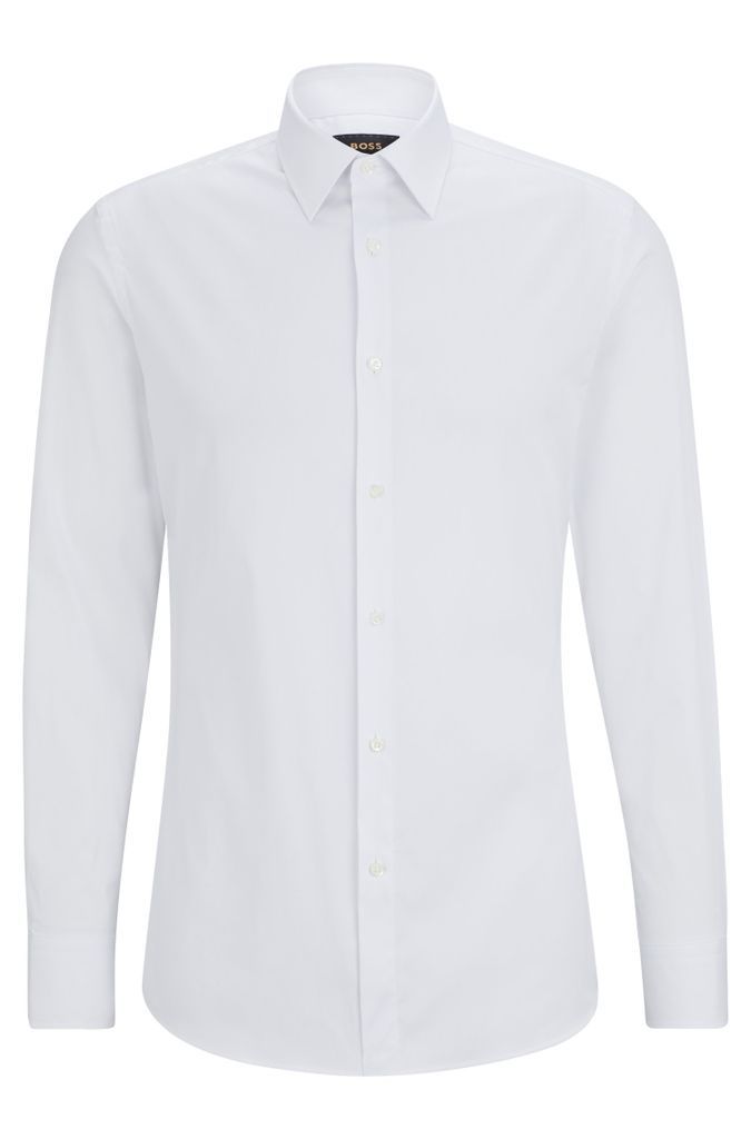 Slim-fit shirt in cotton-blend poplin with stretch