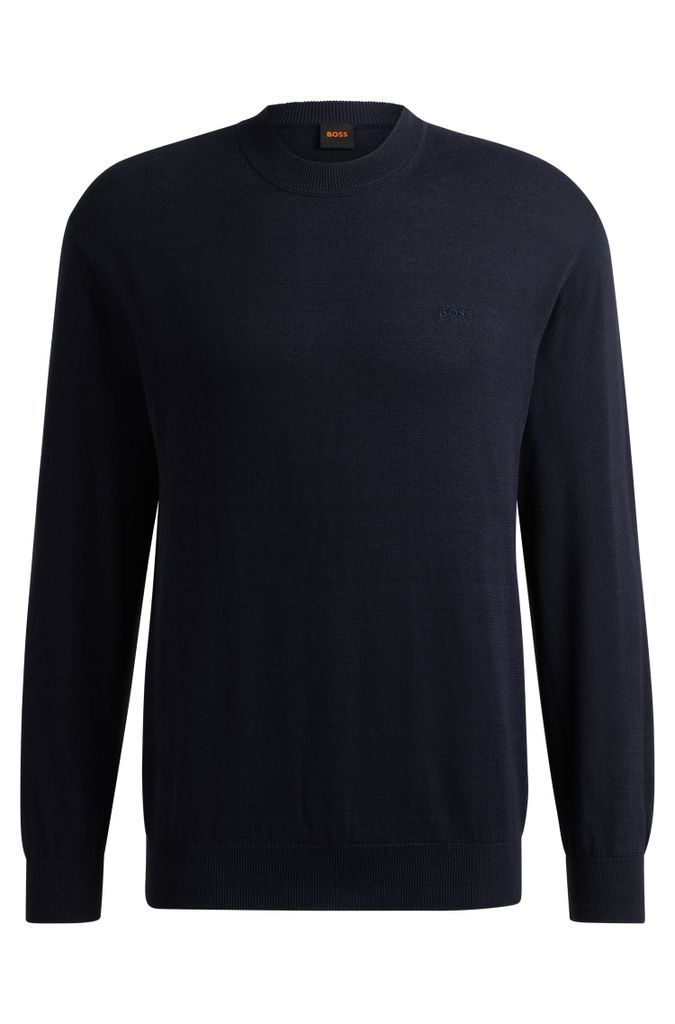 Cotton-linen relaxed-fit sweater with logo detail