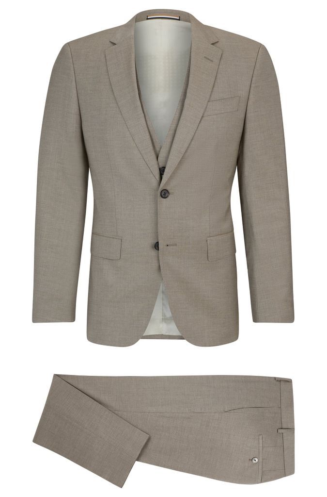 Slim-fit suit in a melange wool blend