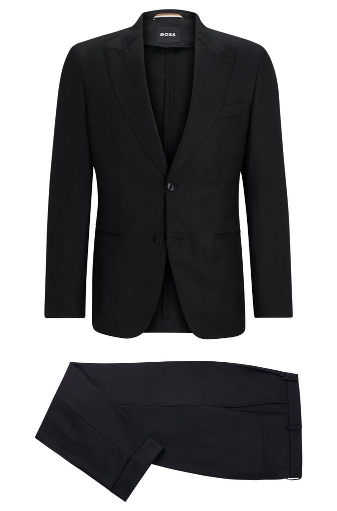 Slim-fit suit in melange wool and linen