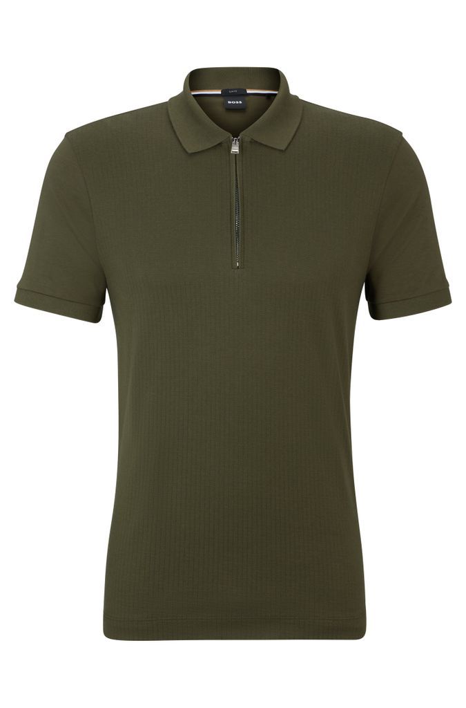 Structured-cotton slim-fit polo shirt with zip placket