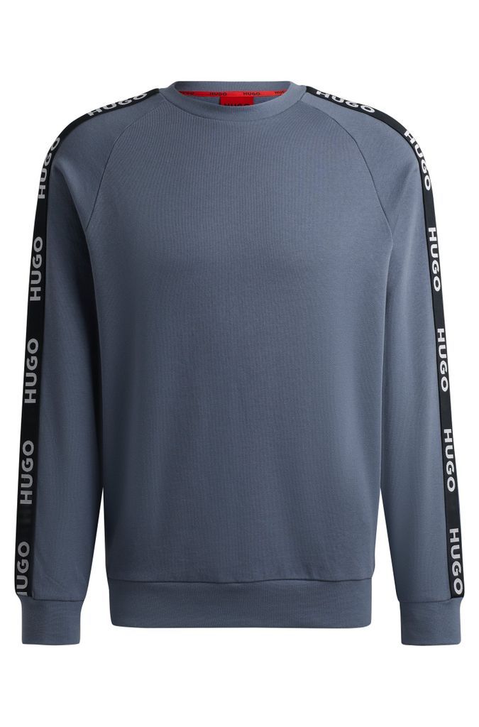 Cotton-terry sweatshirt with logo tape and ribbed cuffs