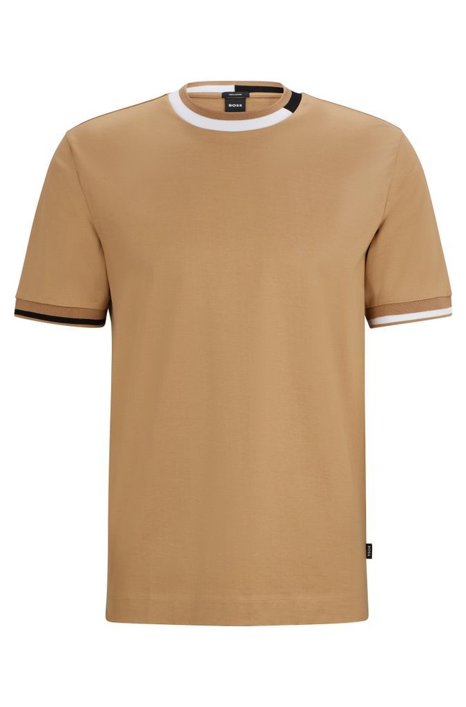 Mercerised-cotton T-shirt with signature-stripe details