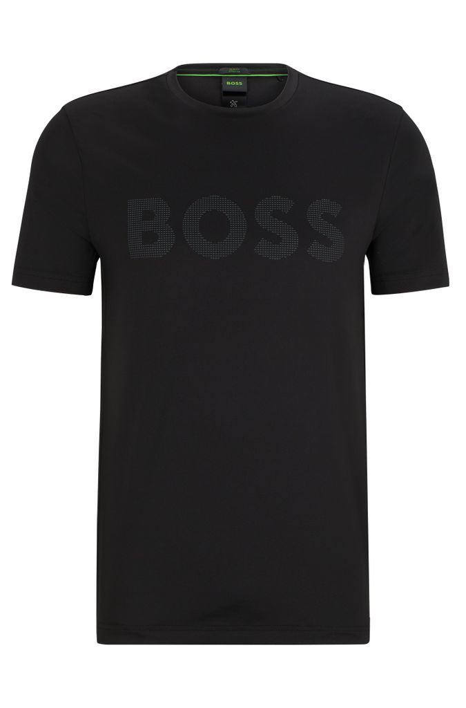 Performance-stretch T-shirt with decorative reflective logo