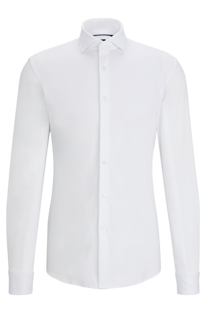 Slim-fit shirt in structured performance-stretch fabric