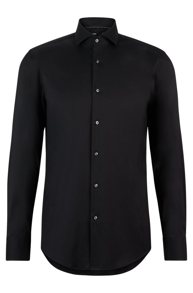 Slim-fit shirt in easy-iron cotton-blend poplin