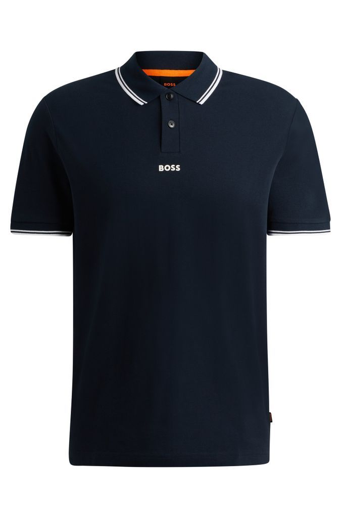 Cotton-piqué polo shirt with contrast logo and tipping