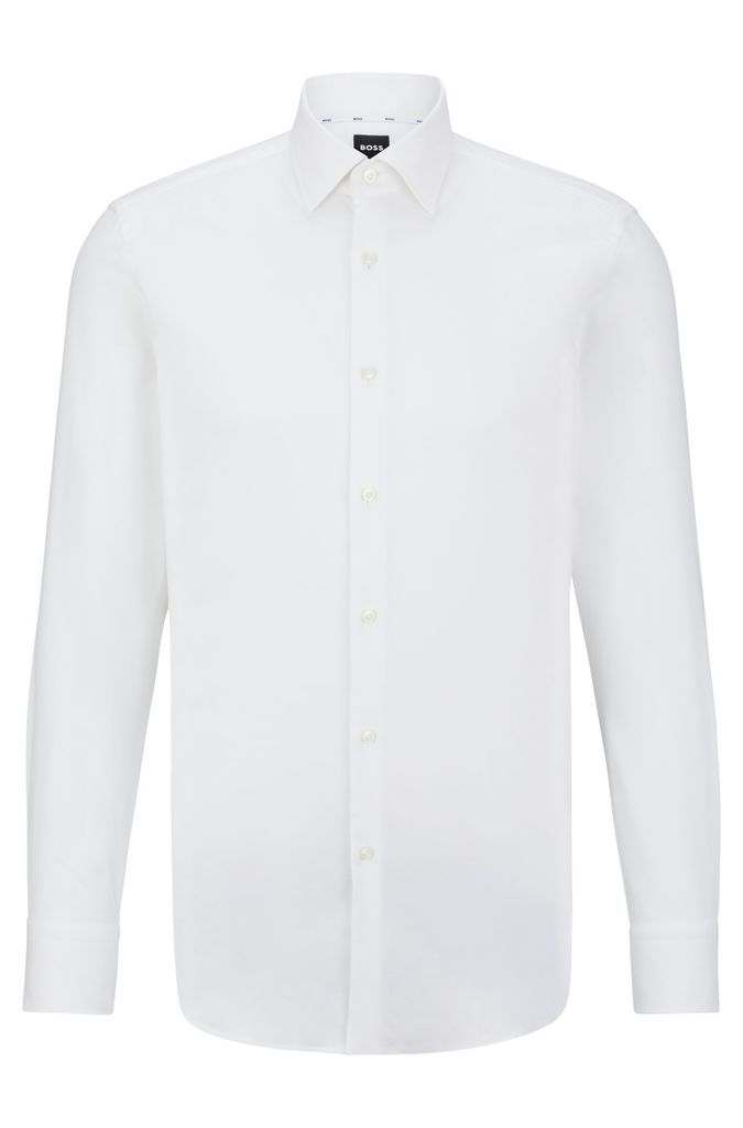 Slim-fit shirt in easy-iron stretch-cotton twill