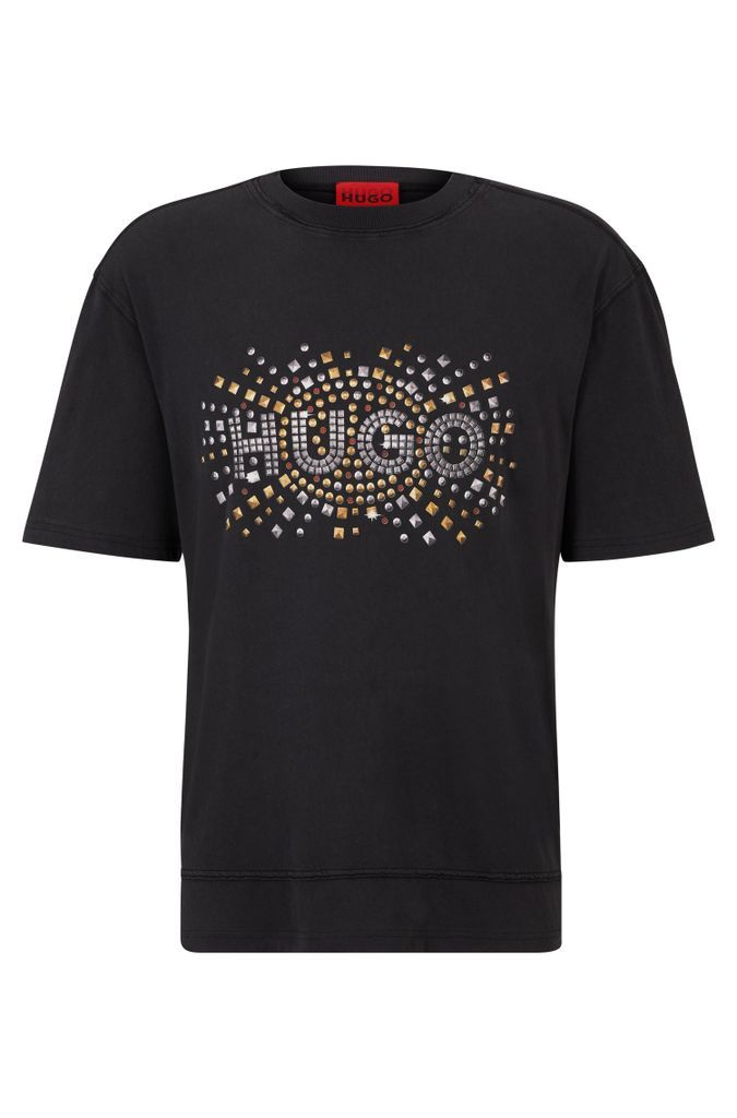 Cotton-jersey T-shirt with stud-effect artwork
