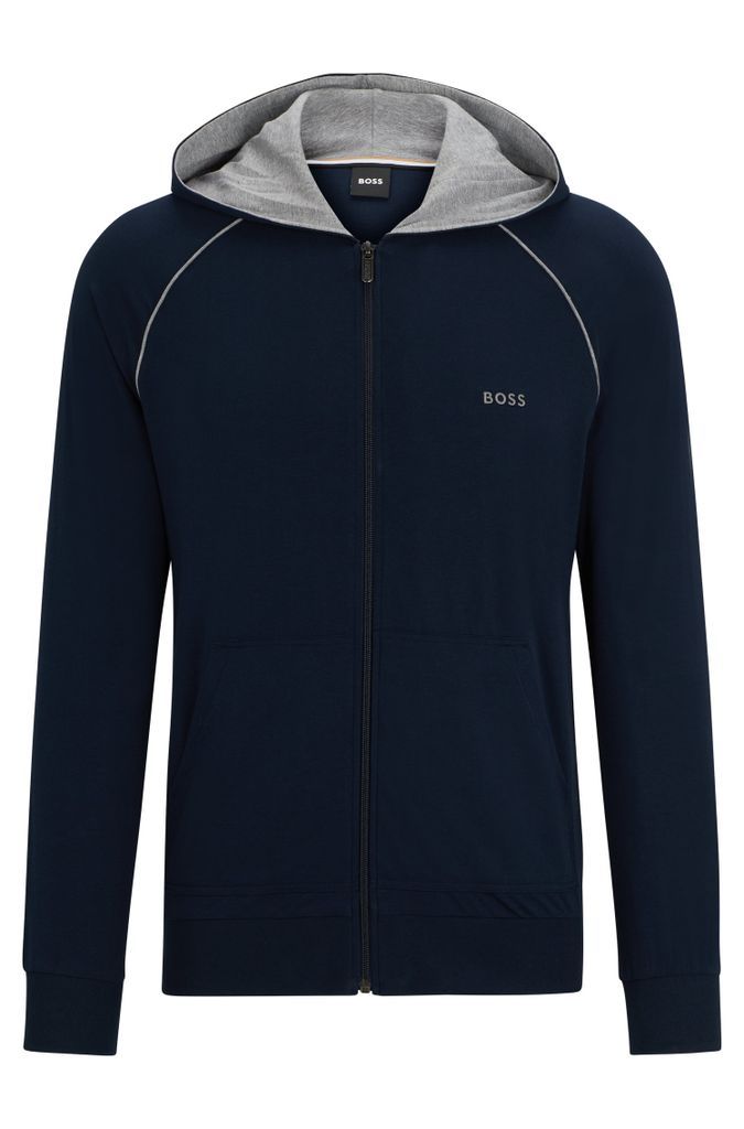 Stretch-cotton zip-up hoodie with logo detail